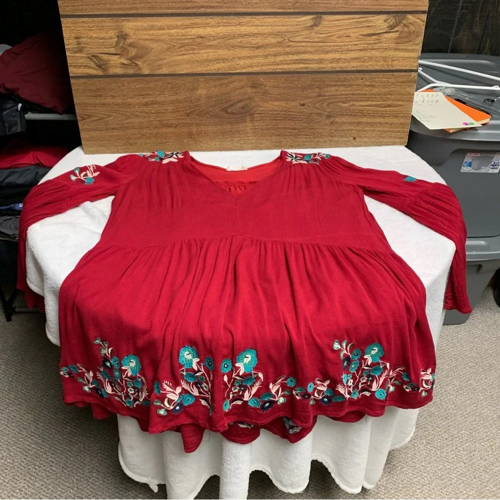 Altar’d State size small burgundy tunic dress would fit up. Bell sleeves - Picture 7 of 7